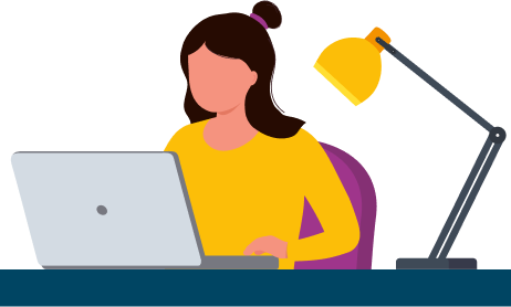 Girl at desk lamp